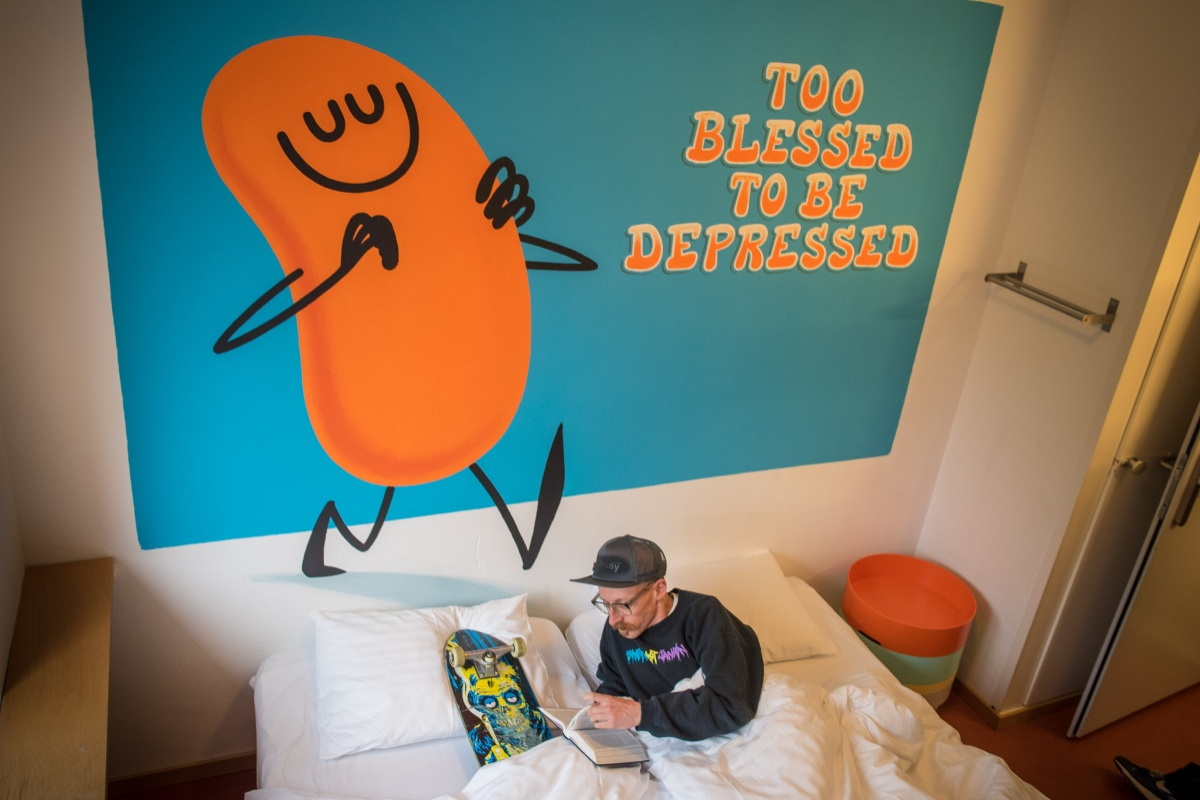 Dave the Chimp at YMCA Hostel (Basel)